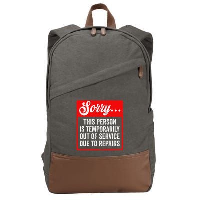 Sorry Person Is Temporarily Out Of Service Due To Repair .Png Cotton Canvas Backpack