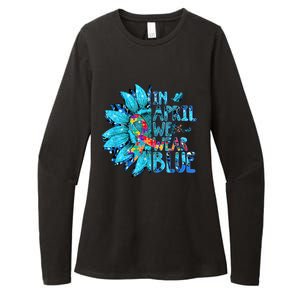 Sunflower Puzzle In April We Wear Blue Autism Awareness Womens CVC Long Sleeve Shirt