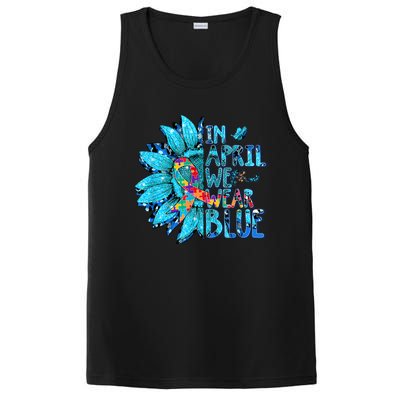 Sunflower Puzzle In April We Wear Blue Autism Awareness PosiCharge Competitor Tank