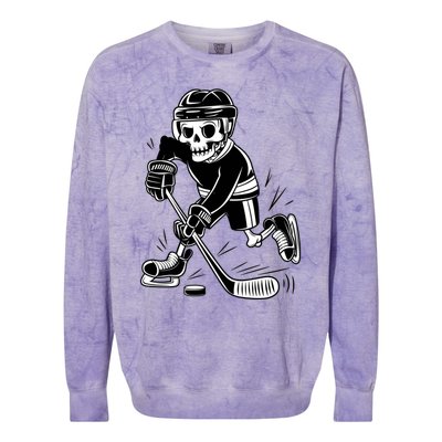 Skeleton Playing Ice Hockey Sport Graphic Gift Colorblast Crewneck Sweatshirt