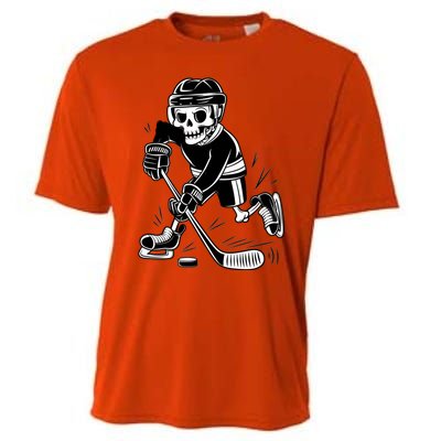 Skeleton Playing Ice Hockey Sport Graphic Gift Cooling Performance Crew T-Shirt