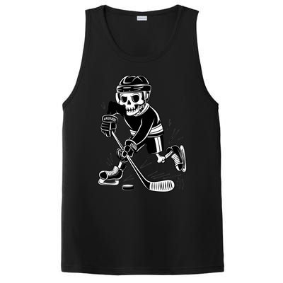 Skeleton Playing Ice Hockey Sport Graphic Gift PosiCharge Competitor Tank