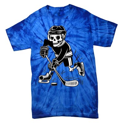 Skeleton Playing Ice Hockey Sport Graphic Gift Tie-Dye T-Shirt