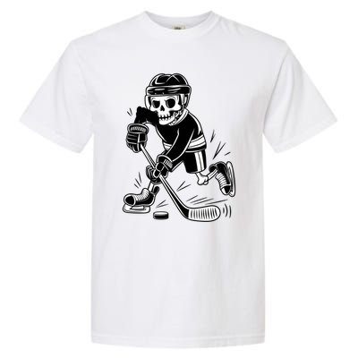 Skeleton Playing Ice Hockey Sport Graphic Gift Garment-Dyed Heavyweight T-Shirt