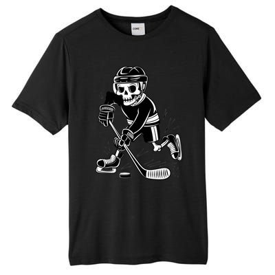 Skeleton Playing Ice Hockey Sport Graphic Gift Tall Fusion ChromaSoft Performance T-Shirt