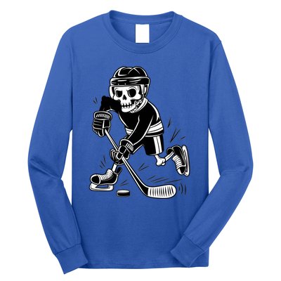 Skeleton Playing Ice Hockey Sport Graphic Gift Long Sleeve Shirt