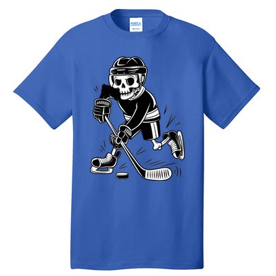 Skeleton Playing Ice Hockey Sport Graphic Gift Tall T-Shirt