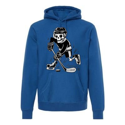 Skeleton Playing Ice Hockey Sport Graphic Gift Premium Hoodie