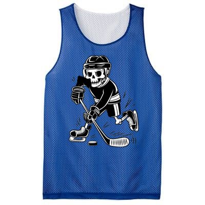 Skeleton Playing Ice Hockey Sport Graphic Gift Mesh Reversible Basketball Jersey Tank