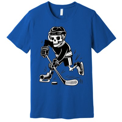 Skeleton Playing Ice Hockey Sport Graphic Gift Premium T-Shirt