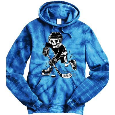 Skeleton Playing Ice Hockey Sport Graphic Gift Tie Dye Hoodie