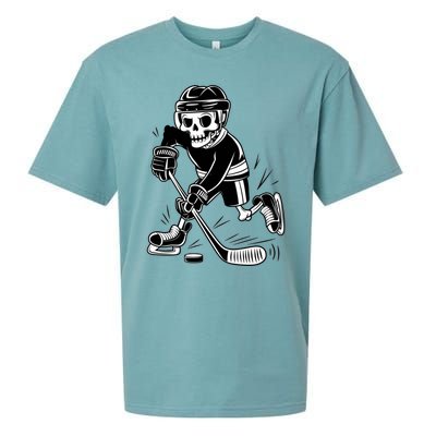 Skeleton Playing Ice Hockey Sport Graphic Gift Sueded Cloud Jersey T-Shirt