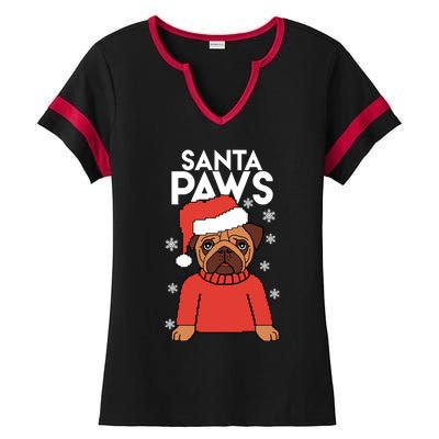 Santa Paws Is Coming To Town Cute Gift Ladies Halftime Notch Neck Tee