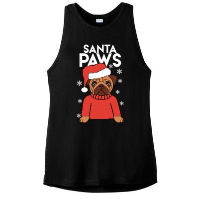 Santa Paws Is Coming To Town Cute Gift Ladies PosiCharge Tri-Blend Wicking Tank