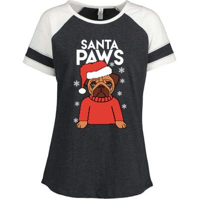 Santa Paws Is Coming To Town Cute Gift Enza Ladies Jersey Colorblock Tee