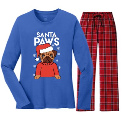 Santa Paws Is Coming To Town Cute Gift Women's Long Sleeve Flannel Pajama Set 