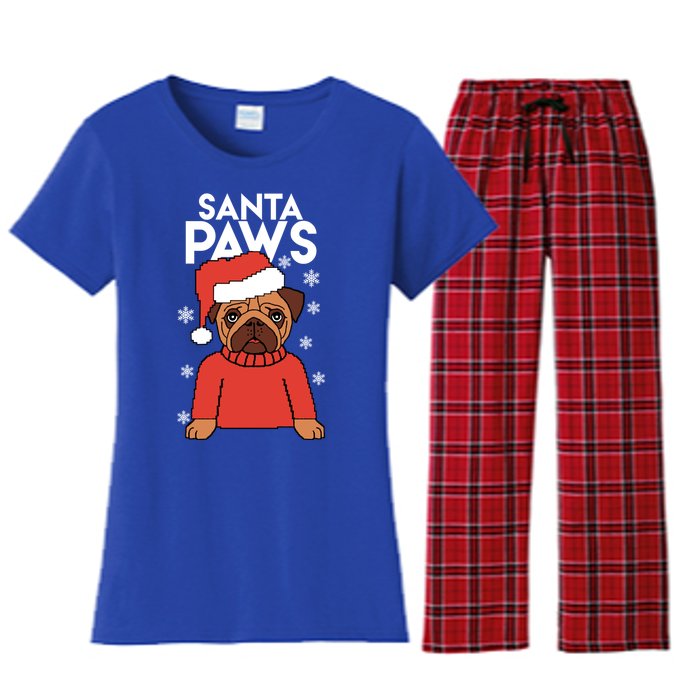 Santa Paws Is Coming To Town Cute Gift Women's Flannel Pajama Set