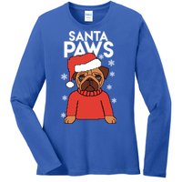 Santa Paws Is Coming To Town Cute Gift Ladies Long Sleeve Shirt