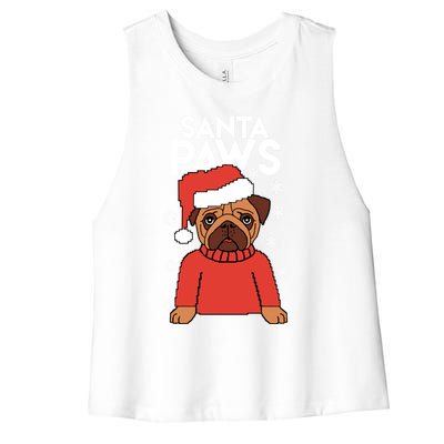 Santa Paws Is Coming To Town Cute Gift Women's Racerback Cropped Tank