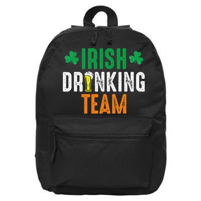St Patrick's Irish Beer Drinking Team Ireland Flag Clover 16 in Basic Backpack