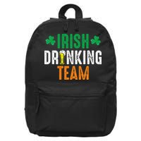 St Patrick's Irish Beer Drinking Team Ireland Flag Clover 16 in Basic Backpack