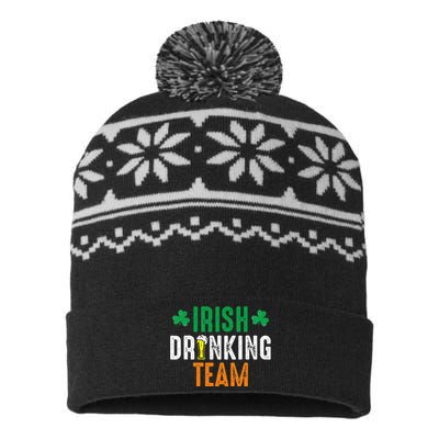 St Patrick's Irish Beer Drinking Team Ireland Flag Clover USA-Made Snowflake Beanie