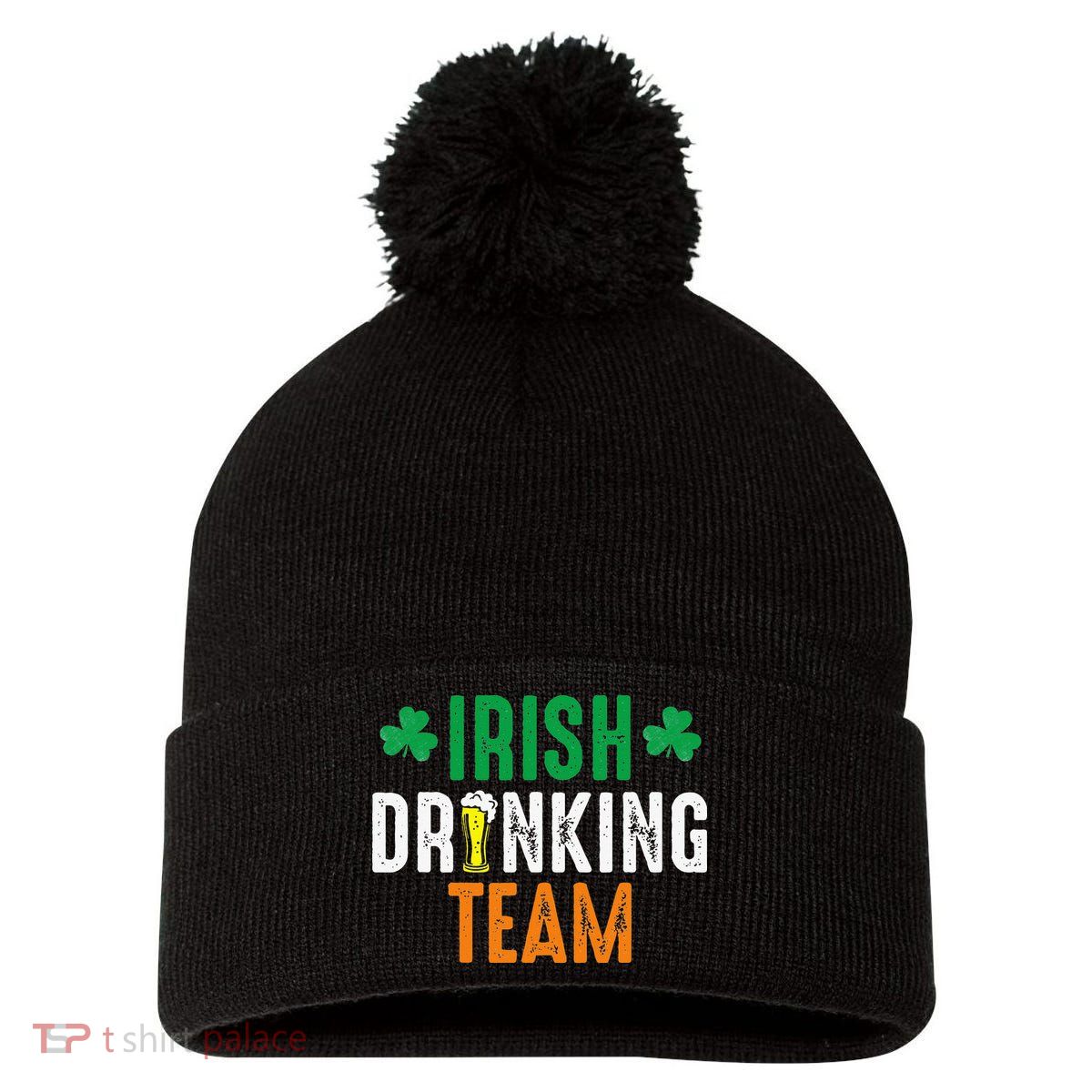 St Patrick's Irish Beer Drinking Team Ireland Flag Clover Pom Pom 12in Knit Beanie