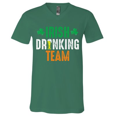 St Patrick's Irish Beer Drinking Team Ireland Flag Clover V-Neck T-Shirt