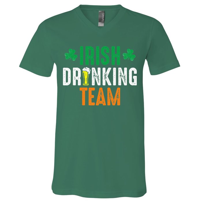 St Patrick's Irish Beer Drinking Team Ireland Flag Clover V-Neck T-Shirt