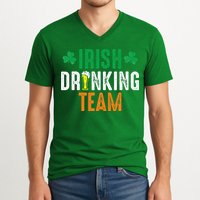 St Patrick's Irish Beer Drinking Team Ireland Flag Clover V-Neck T-Shirt