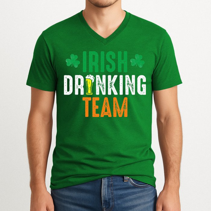 St Patrick's Irish Beer Drinking Team Ireland Flag Clover V-Neck T-Shirt