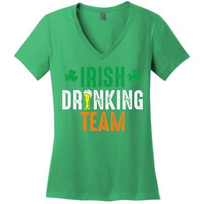 St Patrick's Irish Beer Drinking Team Ireland Flag Clover Women's V-Neck T-Shirt