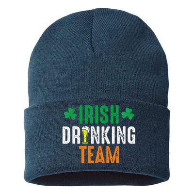 St Patrick's Irish Beer Drinking Team Ireland Flag Clover Sustainable Knit Beanie