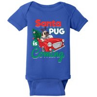 Santa Pug Is Coming Christmas Holiday Gift Baby Bodysuit