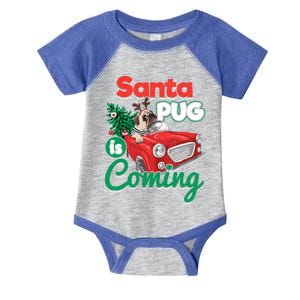 Santa Pug Is Coming Christmas Holiday Gift Infant Baby Jersey Bodysuit