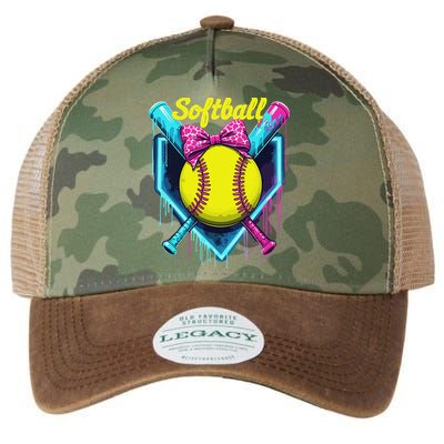 Softball Player Ice Cream Softball Drip Legacy Tie Dye Trucker Hat