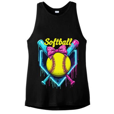 Softball Player Ice Cream Softball Drip Ladies PosiCharge Tri-Blend Wicking Tank