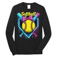 Softball Player Ice Cream Softball Drip Long Sleeve Shirt