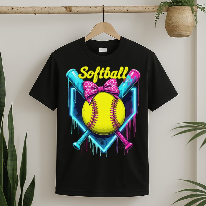Softball Player Ice Cream Softball Drip T-Shirt