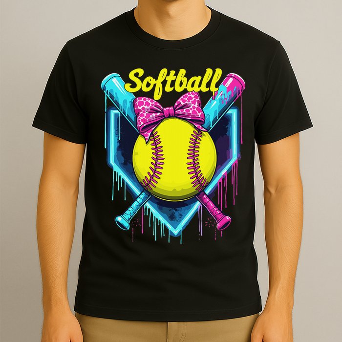 Softball Player Ice Cream Softball Drip T-Shirt