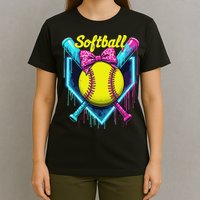 Softball Player Ice Cream Softball Drip T-Shirt