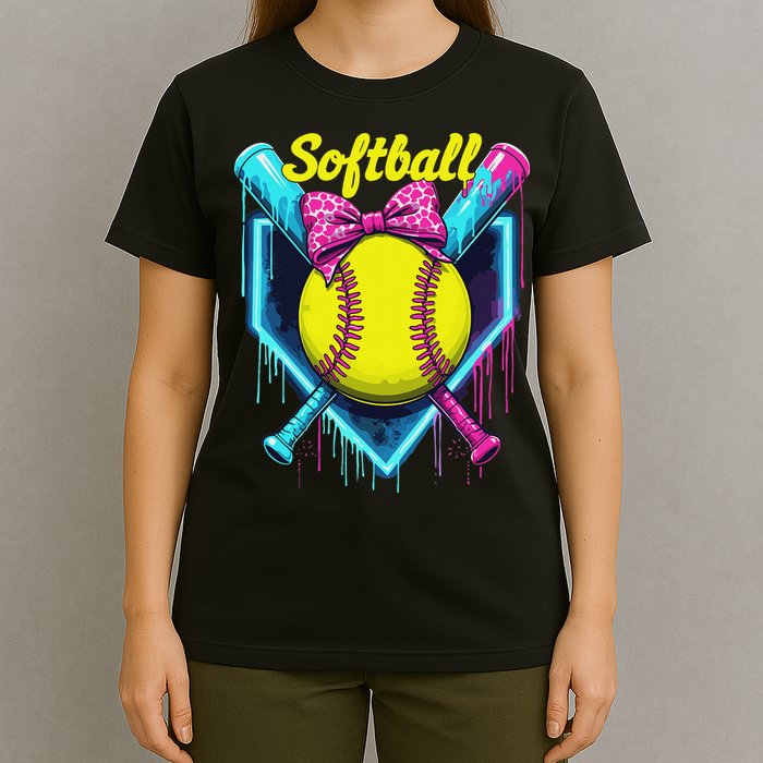 Softball Player Ice Cream Softball Drip T-Shirt