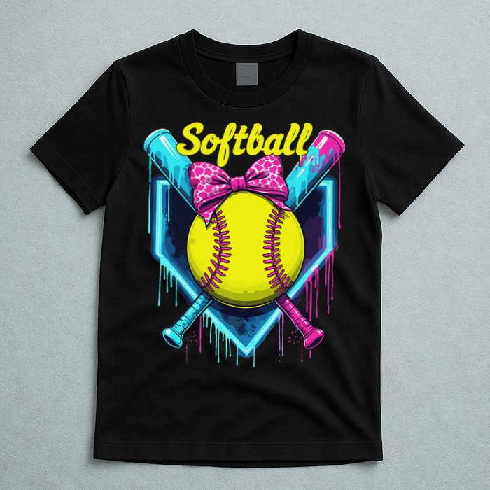 Softball Player Ice Cream Softball Drip T-Shirt