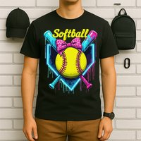 Softball Player Ice Cream Softball Drip T-Shirt