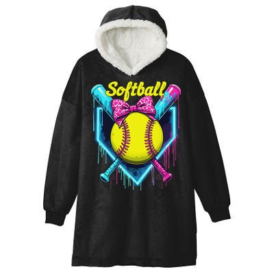 Softball Player Ice Cream Softball Drip Hooded Wearable Blanket