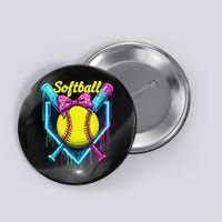 Softball Player Ice Cream Softball Drip Button