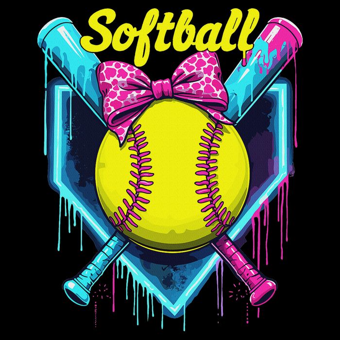 Softball Player Ice Cream Softball Drip 7-Panel Snapback Hat