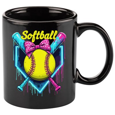 Softball Player Ice Cream Softball Drip 11oz C Handle Ceramic Mug
