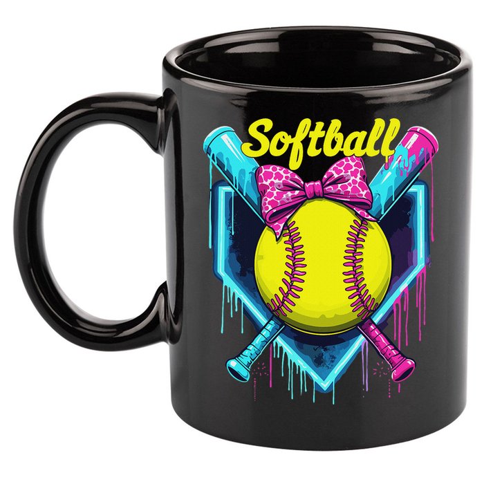 Softball Player Ice Cream Softball Drip 11oz C Handle Ceramic Mug