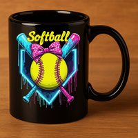 Softball Player Ice Cream Softball Drip 11oz C Handle Ceramic Mug